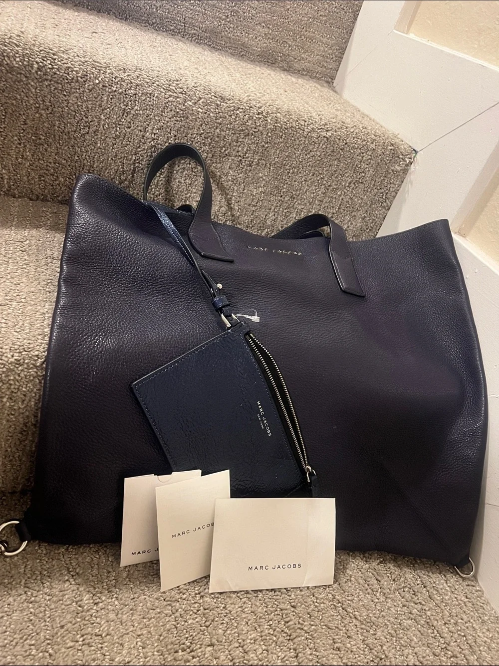 Marc Jacobs Dark Navy Pebbled Leather Tote